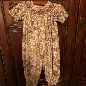 Paisley Hand-smocked Romper